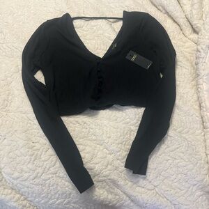 AFRM Black Long Sleeve Crop Top